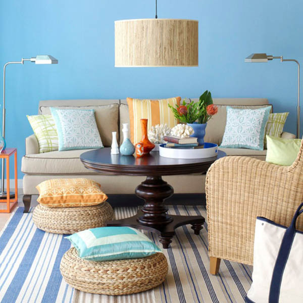 20 gam màu xanh mát dịu cho thiết kế nội thất phòng khách.